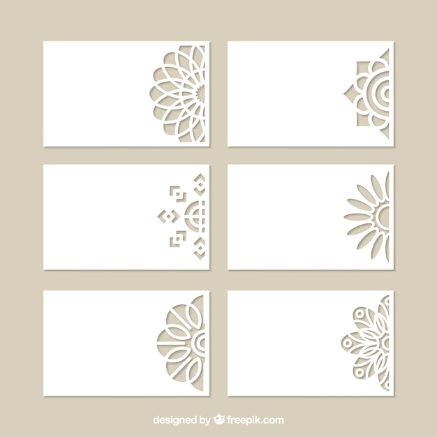 Vector set of decorative cards with laser cut