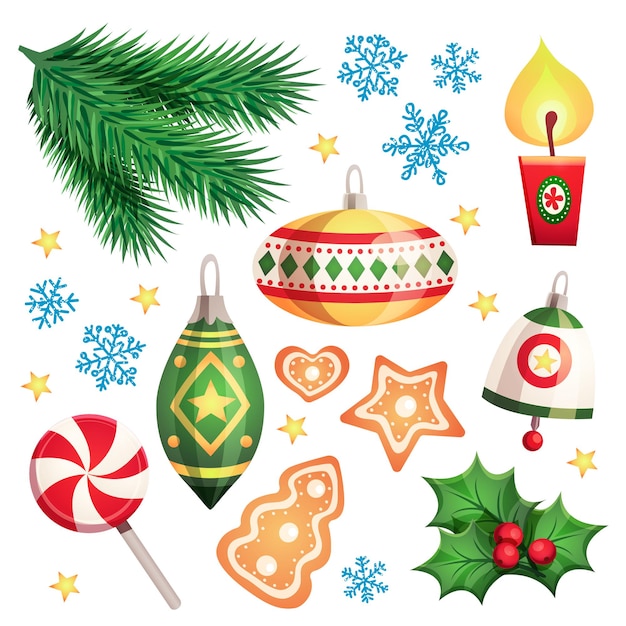 Set of decorative christmas elements