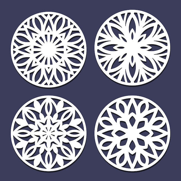 Set decorative circle coaster for laser cutting