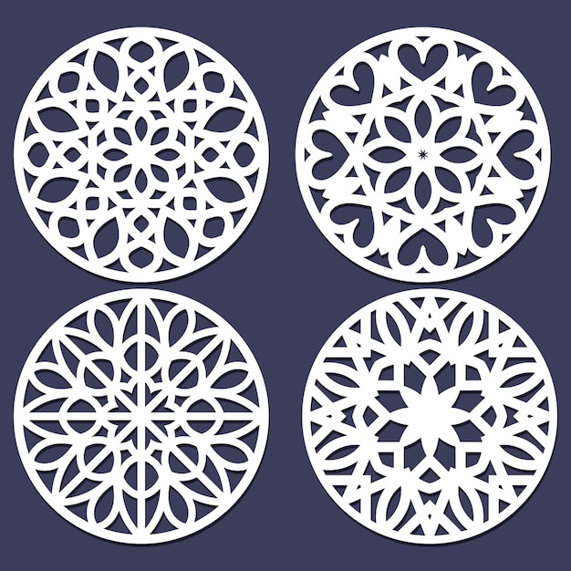 Set decorative circle coaster for laser cutting