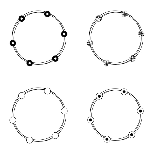 Set of decorative circle frames. Elements of design for invitation, logo, vignettes