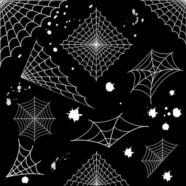 Set of decorative cobwebs for creating backgrounds and projects, halloween.