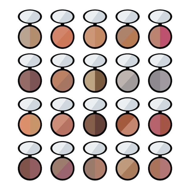 Vector set of decorative cosmetics: palette with shadows, blush. vector flat illustration