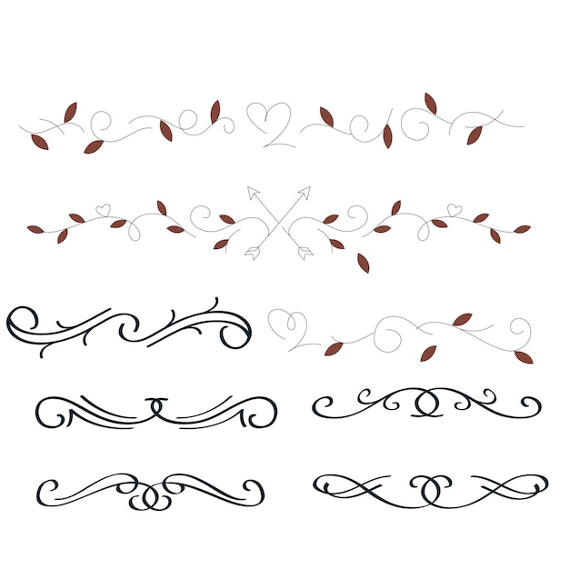 Vector set of decorative divider elements border florish collection vector