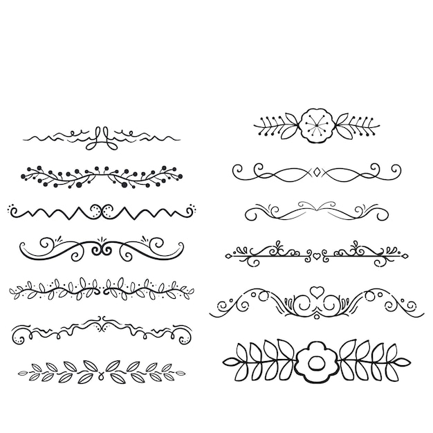 Set of decorative divider elements Border florish collection Vector