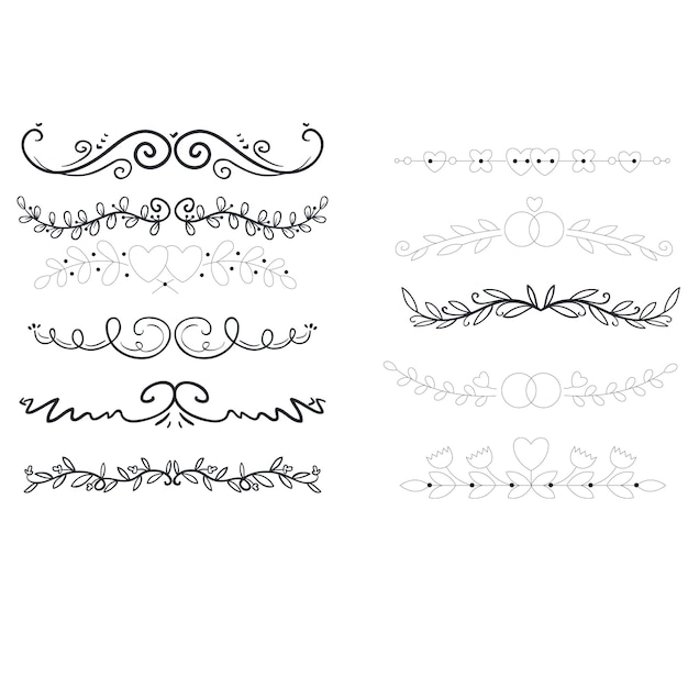 Vector set of decorative divider elements border florish collection vector