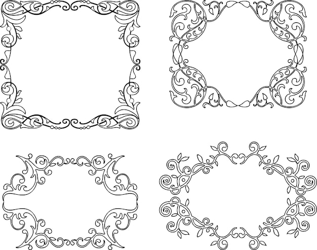 A set of decorative floral frames