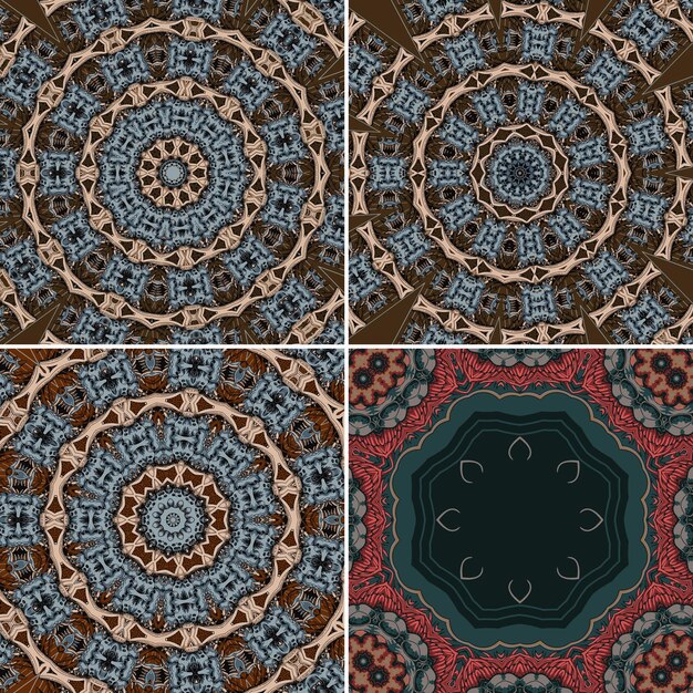 Set of decorative Floral Ornament Seamless Pattern Vector Illustration Tribal Ethnic Arabic Indian Motif For Interior Design Wallpaper