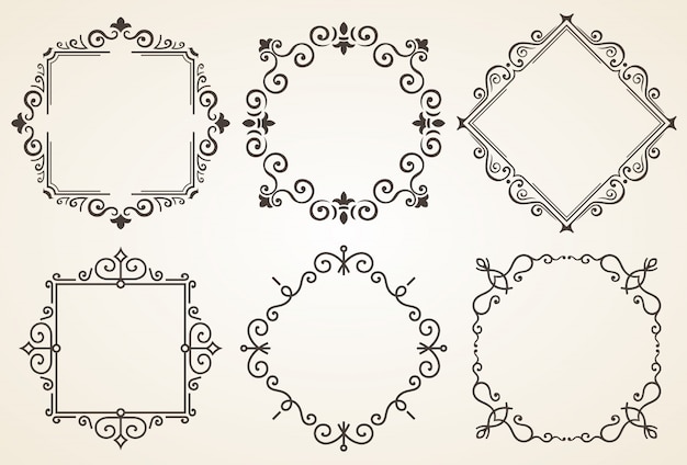 Set of decorative frames with all separated elements