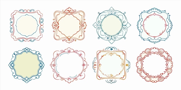 a set of decorative frames with a pink and green design