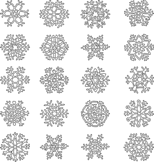 Set of decorative outlines snowflakes for christmas decoration