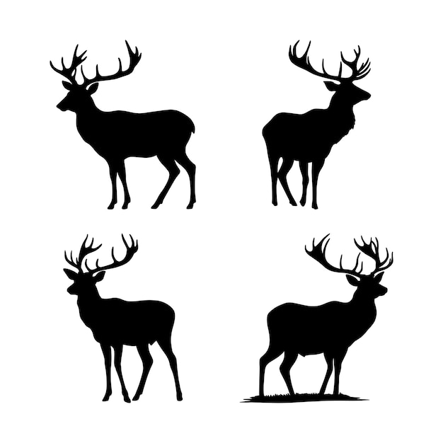 Set of deer silhouette