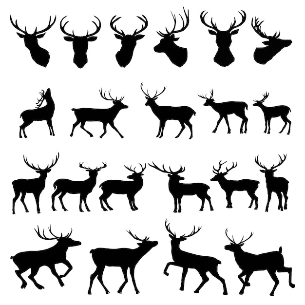 set of deer silhouettes