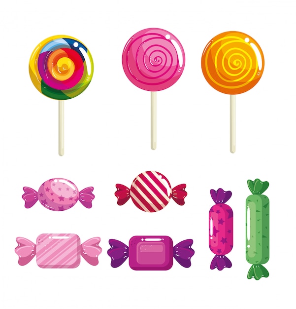 Set of delicious sweet candies