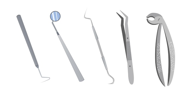 A set of dental instruments Vector illustration