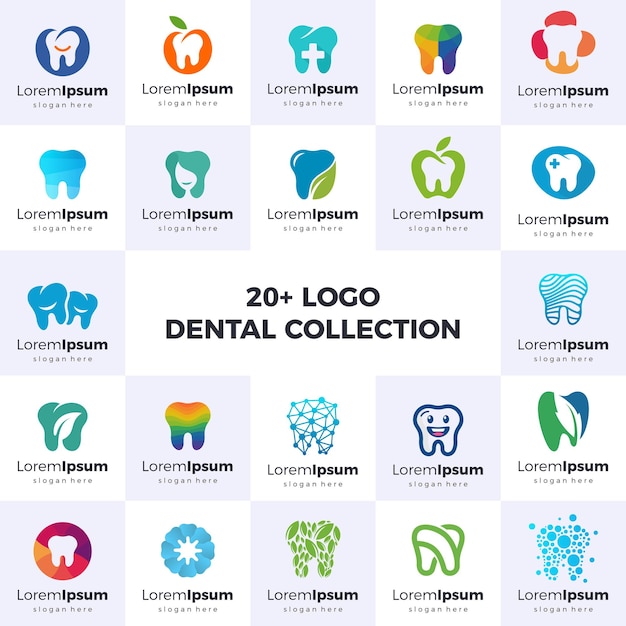 Set dental Logo Design Vector Collection Bundle logos dentist logo collection and tooth icons