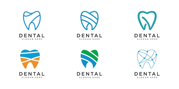 Set of dental logo design vector