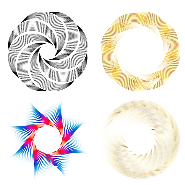 Set design element circle Isolated bold vector colors golden ring from Abstract glow wavy stripes of many glittering swirl created using Blend Tool Vector illustration EPS10 for your presentation