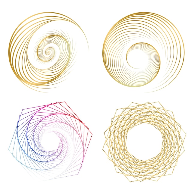 Set design element circle Isolated bold vector colors golden ring from Abstract glow wavy stripes of many glittering swirl created using Blend Tool Vector illustration EPS10 for your presentation