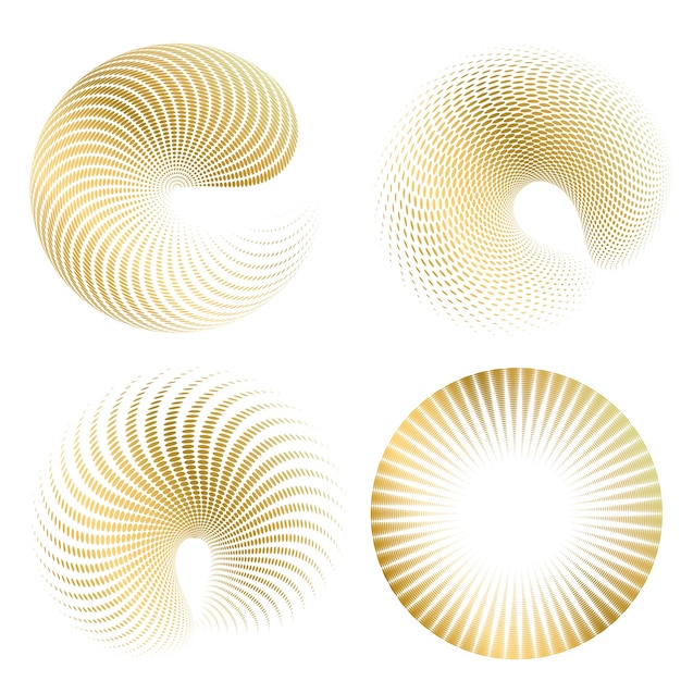 Set design element circle Isolated bold vector colors golden ring from Abstract glow wavy stripes of many glittering swirl created using Blend Tool Vector illustration EPS10 for your presentation