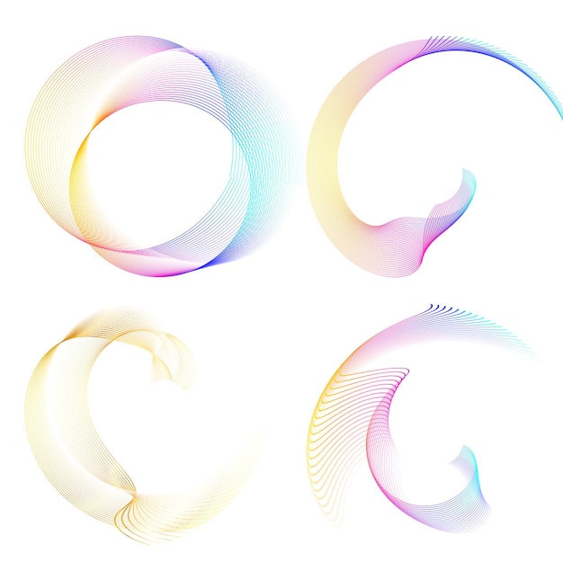 Set design element circle Isolated bold vector colors golden ring from Abstract glow wavy stripes of many glittering swirl created using Blend Tool Vector illustration EPS10 for your presentation