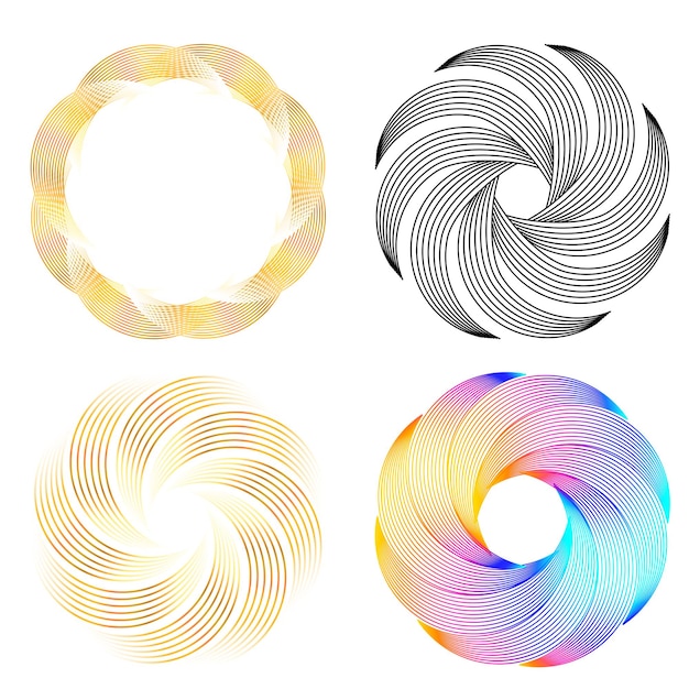 Set design element circle Isolated bold vector colors golden ring from Abstract glow wavy stripes of many glittering swirl created using Blend Tool Vector illustration EPS10 for your presentation