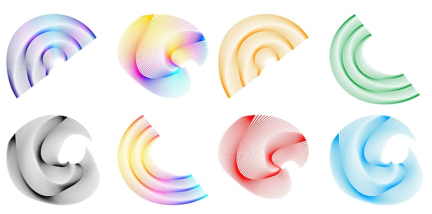 Set design element circle Isolated bold vector colors golden ring from Abstract glow wavy stripes of many glittering swirl created using Blend Tool Vector illustration EPS10 for your presentation