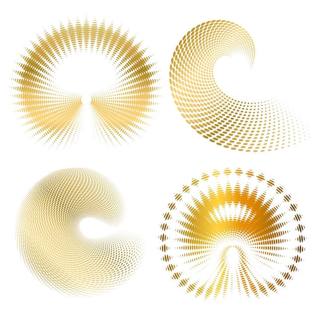 Set design element circle Isolated bold vector colors golden ring from Abstract glow wavy stripes of many glittering swirl created using Blend Tool Vector illustration EPS10 for your presentation