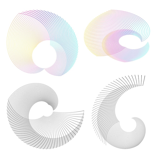 Set design element circle Isolated bold vector colors golden ring from Abstract glow wavy stripes of many glittering swirl created using Blend Tool Vector illustration EPS10 for your presentation