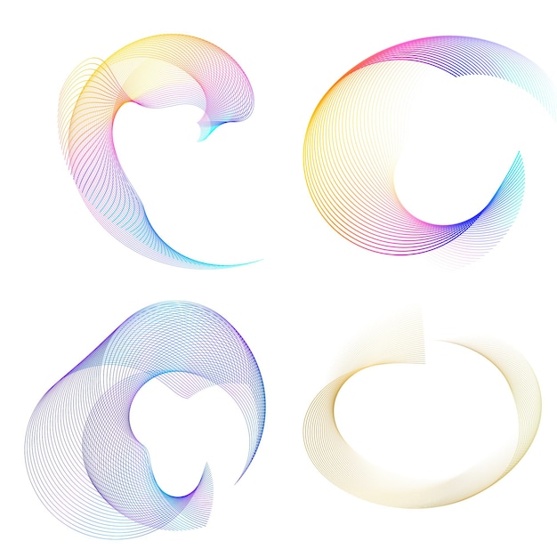 Set design element circle Isolated bold vector colors golden ring from Abstract glow wavy stripes of many glittering swirl created using Blend Tool Vector illustration EPS10 for your presentation