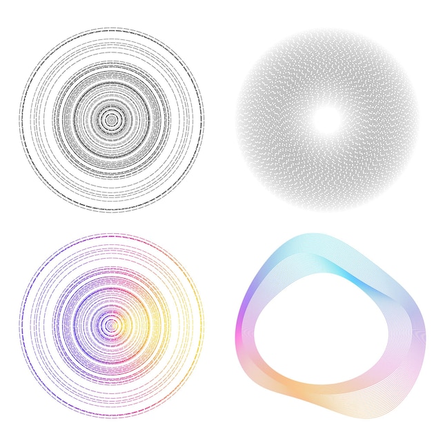 Set design element circle Isolated bold vector colors golden ring from Abstract glow wavy stripes of many glittering swirl created using Blend Tool Vector illustration EPS10 for your presentation