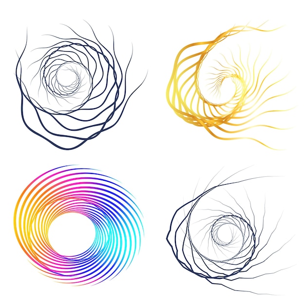 Set design element circle Isolated bold vector colors golden ring from Abstract glow wavy stripes of many glittering swirl created using Blend Tool Vector illustration EPS10 for your presentation