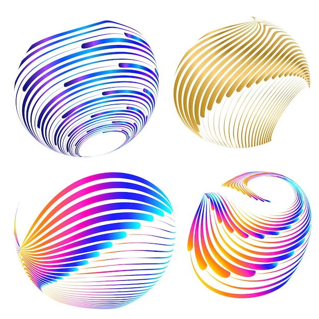 Set design element circle Isolated bold vector colors golden ring from Abstract glow wavy stripes of many glittering swirl created using Blend Tool Vector illustration EPS10 for your presentation