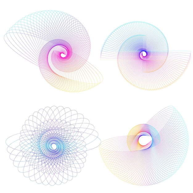 Set design element circle Isolated bold vector colors ring from Abstract glow wavy stripes of many glittering swirl created using Blend Tool Vector illustration EPS10 for your presentation