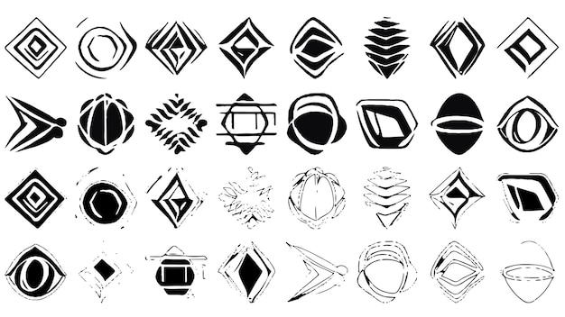 Set of design elements in grunge style Irregular shapes and rough edges Clipart for website or tshirt