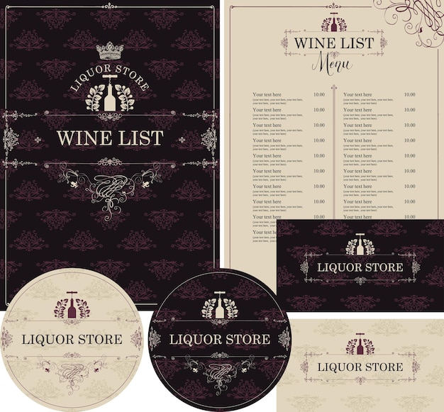 set of design elements for liquor store