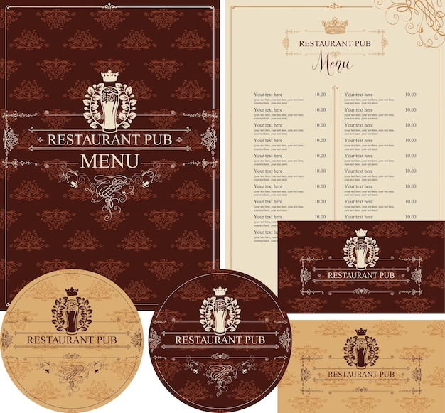 set of design elements for restaurant