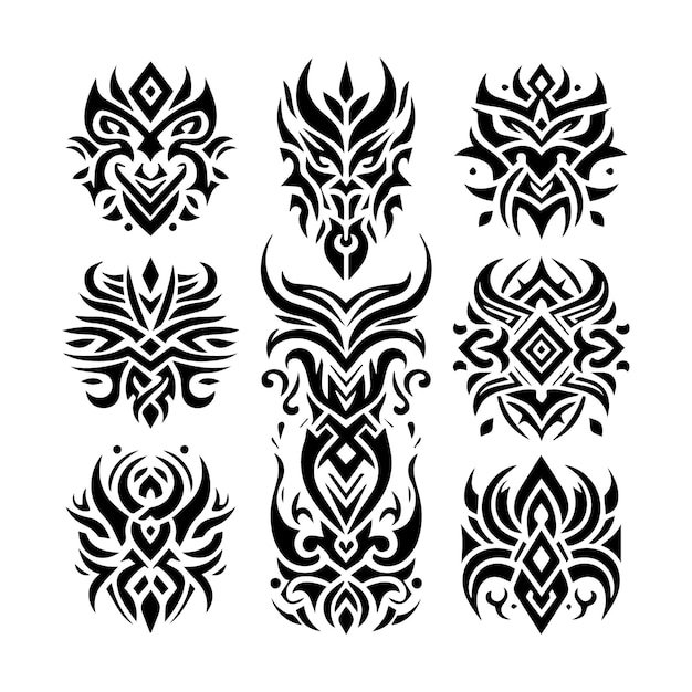 Vector a set of designs with the word quot horns quot on them