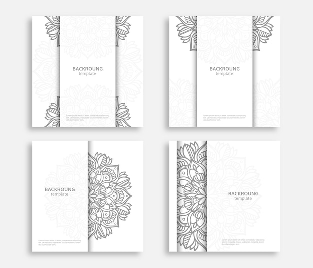 set of detailed mandala background template design