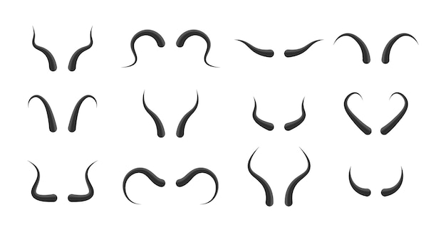 Set of devil horns isolated on white