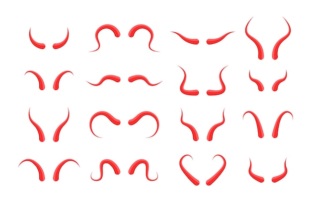 Set of devil horns on white background