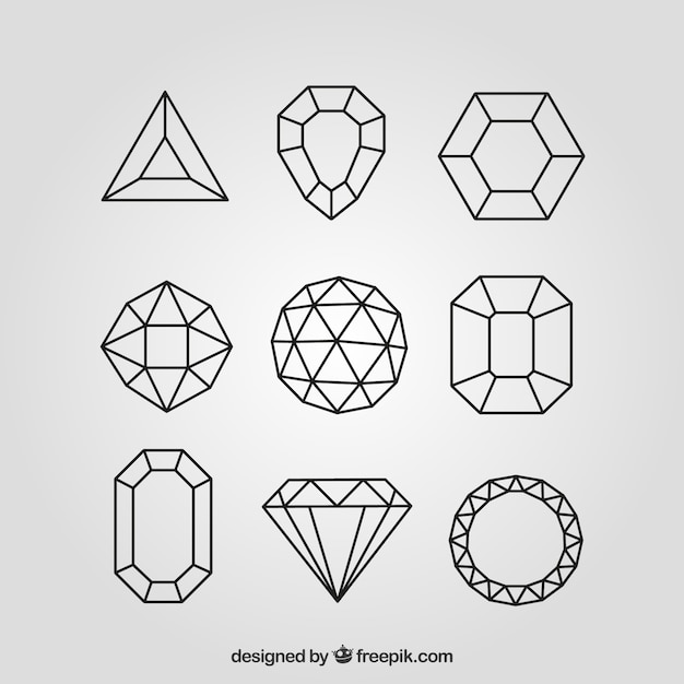 Set of diamonds in linear style