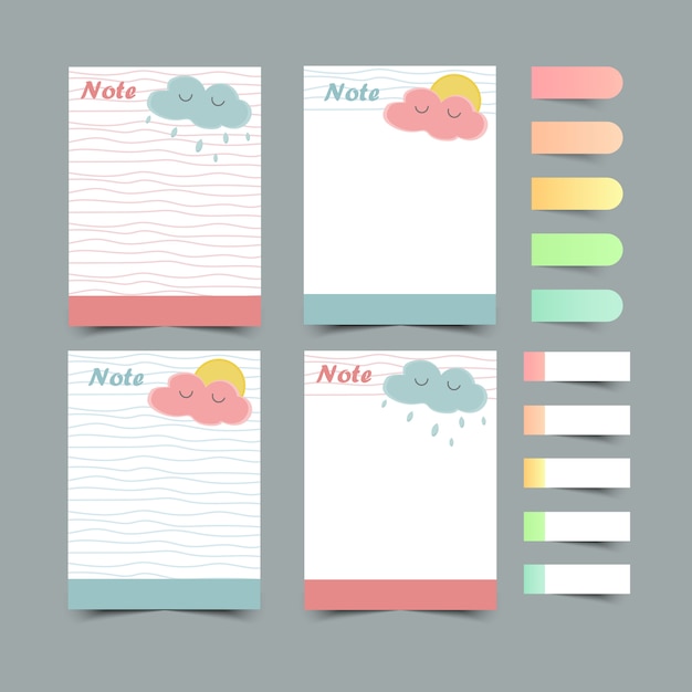 Set of diary planners and to do lists.planners, check lists.sticky note.Isolated.  illustration.