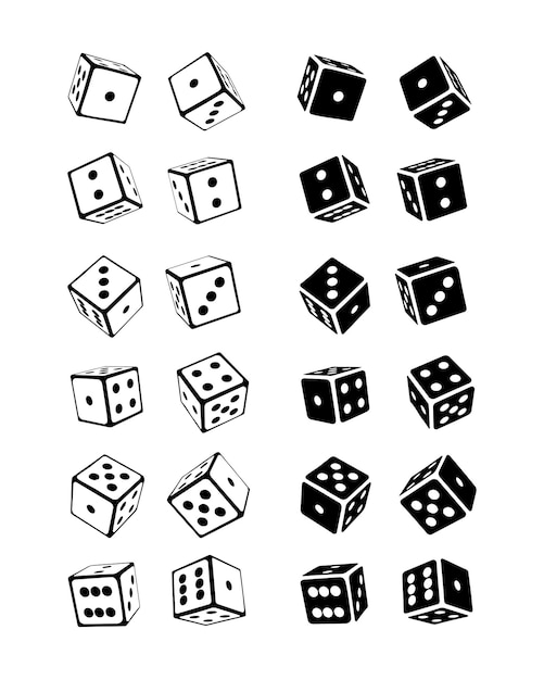 A set of dice in different angles