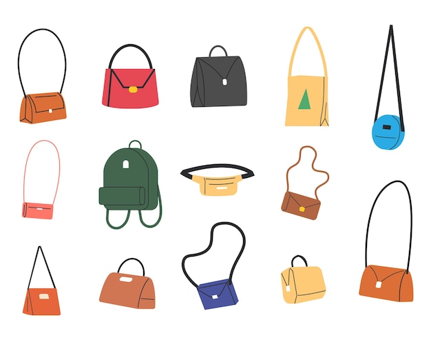 Vector set of different bags isolated