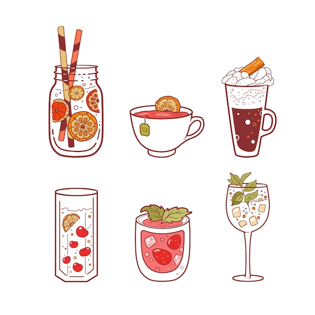 Set of different beverages