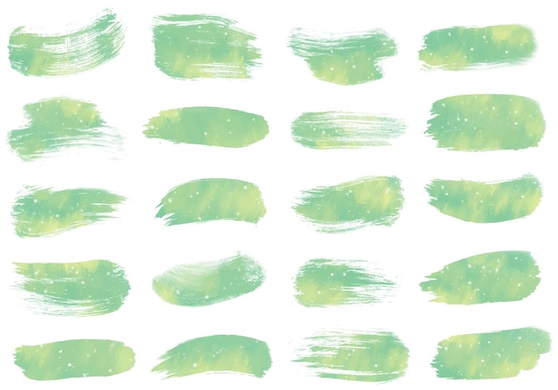 set of different brush shapes with green and yellow pastel colors