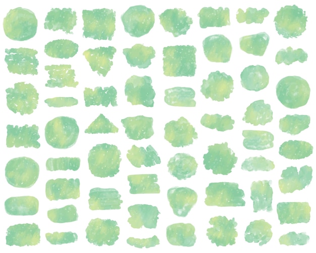 set of different brush shapes with green and yellow pastel colors