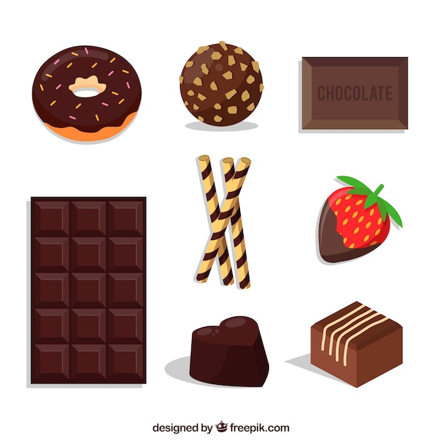 Set of different chocolate candies