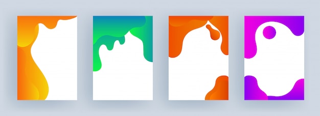 Set of different color fluid art effect  with copyspace